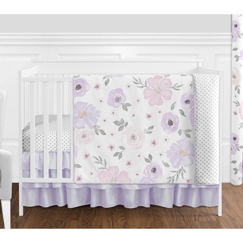 Sweet Jojo Designs Watercolor Floral 4 Piece Crib Bedding Set & Reviews